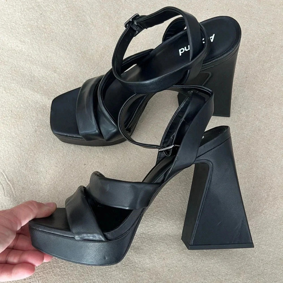 Abound Tracy Black Platform Heeled Sandal Size 8 - Picture 10 of 12